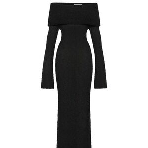 Meshki Marisol Off Shoulder Boucle Maxi Dress - black